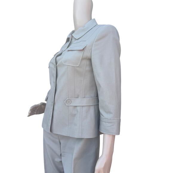 T Tahari 6 Business Suit Set Jacket & Pants 2PC Safari Utility Straight Leg - Picture 10 of 16